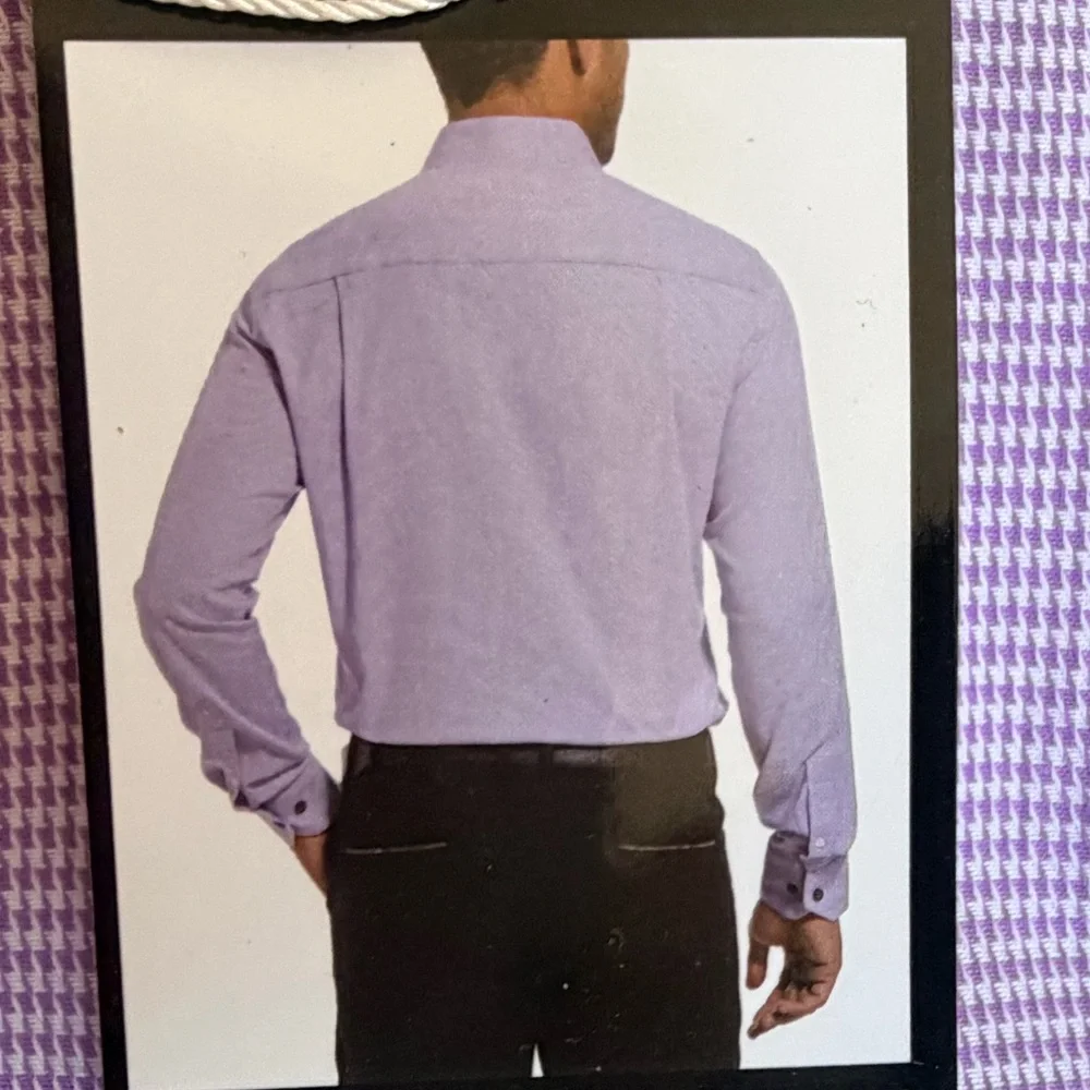 Duchamp London Slim Fit Lavender Men's Dress Shirt 16/L - Picture 7 of 8